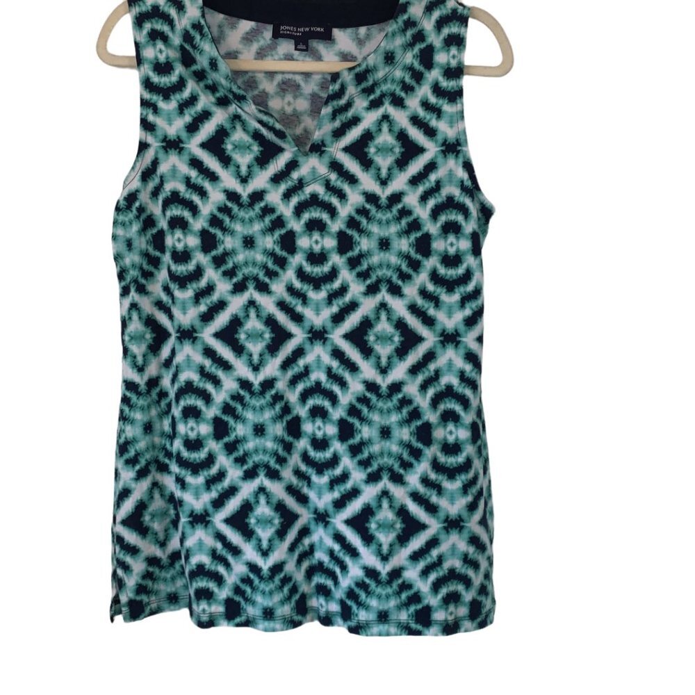 Jones New York Tie-Dye Design Sleeveless Top Size L